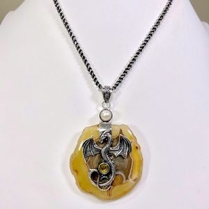 XL Solar Agate 🐉 Dragon 925 Gemstone Pendant